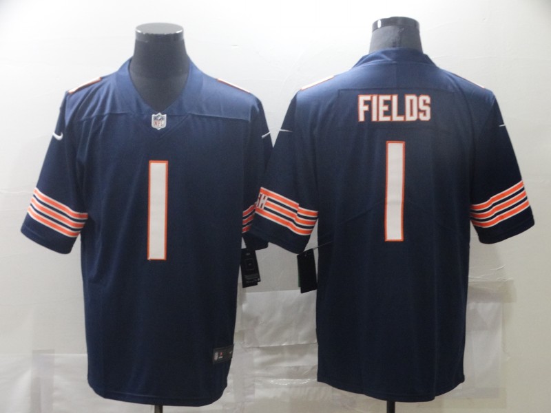 Men Chicago Bears 1 Fields Blue Nike Vapor Untouchable Limited 2021 NFL Jersey